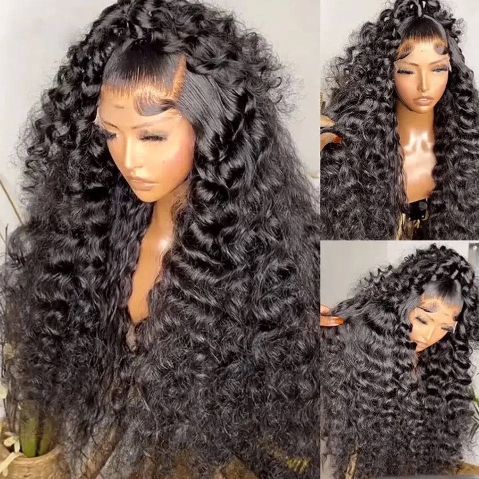 13X4 Kinky Curly Lace Front Wig 100% Remy Human Hair 16"..Can Be Straightened, Curled, Bleached, Dyed And Styled As You Like, Makes You More Charming with Various ...