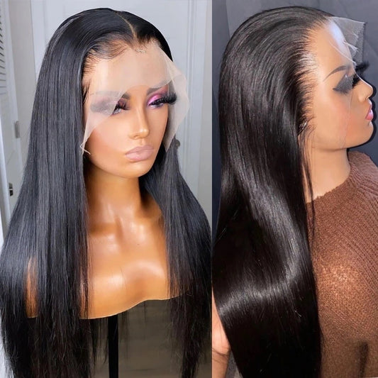 Straight Lace Front Wigs Human Hair pre plucked with Baby Hair 180% Density HD Transparent Glueless Wigs Human Hair for Woman. 18 Inch